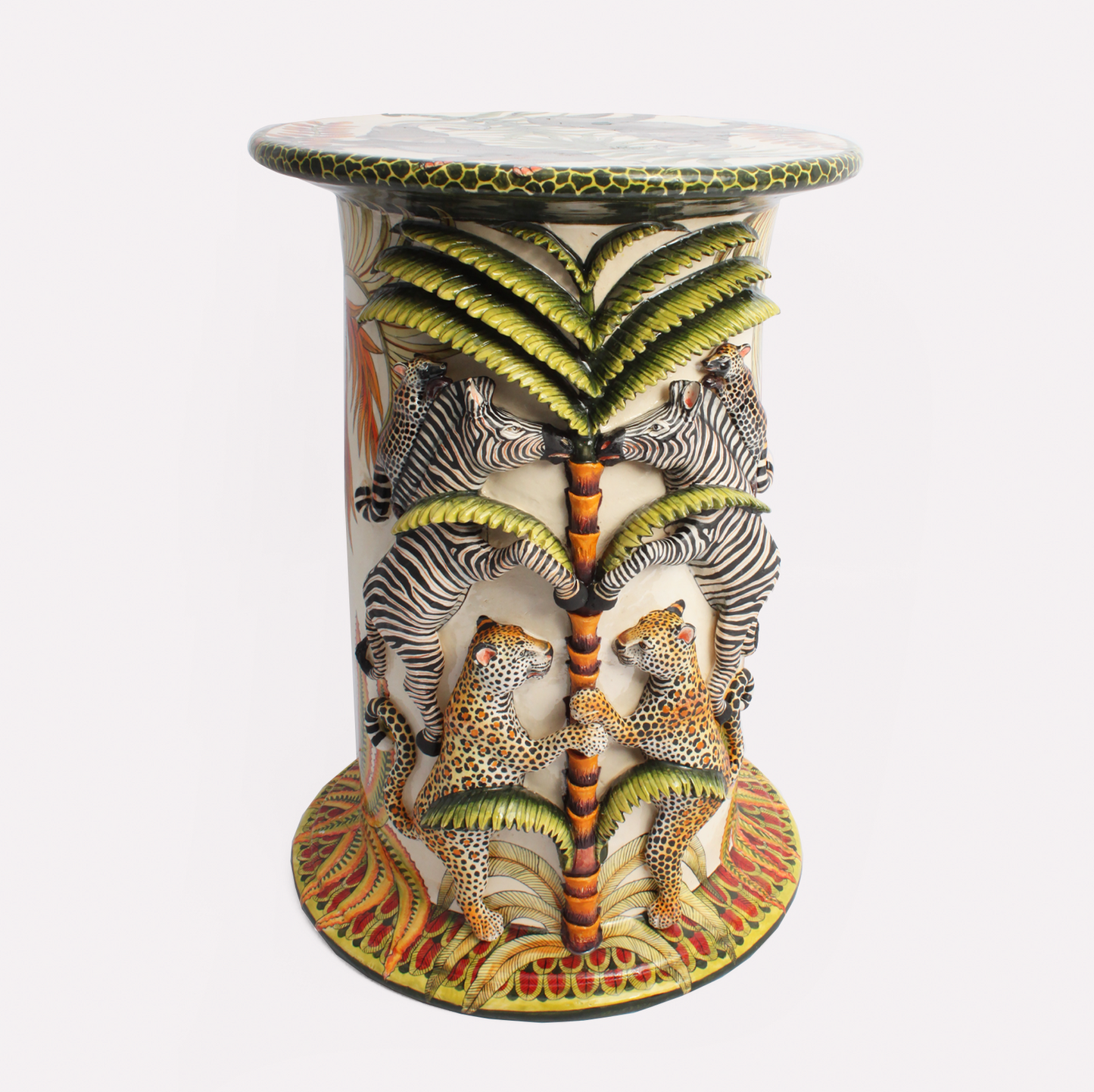 Zebra, Leopard and Genet Sculptural Garden Stool