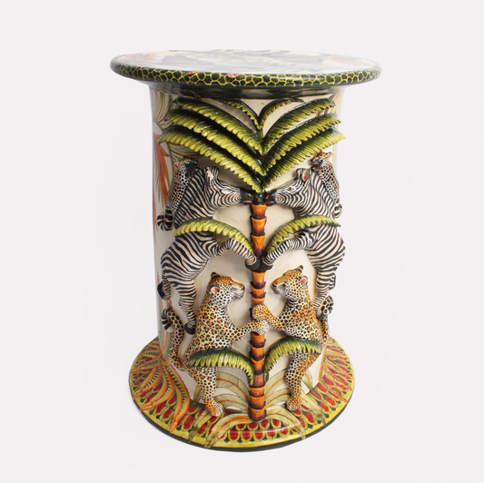 Zebra, Leopard and Genet Sculptural Garden Stool