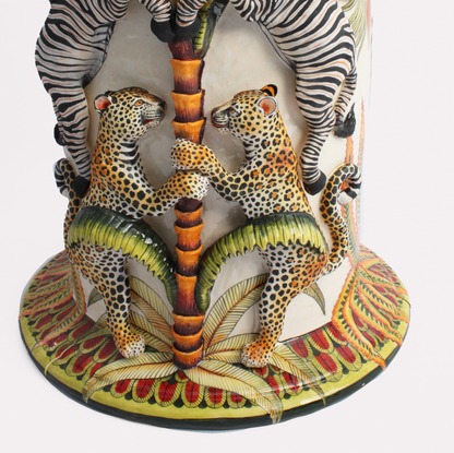 Zebra, Leopard and Genet Sculptural Garden Stool