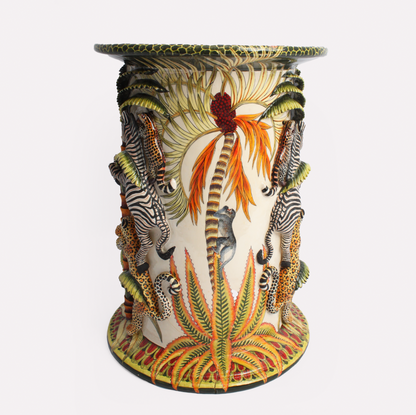 Zebra, Leopard and Genet Sculptural Garden Stool