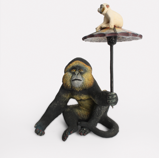 Seated Golden Monkey Sculpture
