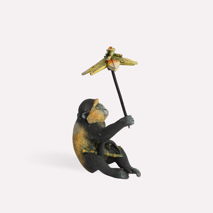Golden Gorilla Baby Sculpture