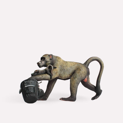 Baboon With Bin Sculpture
