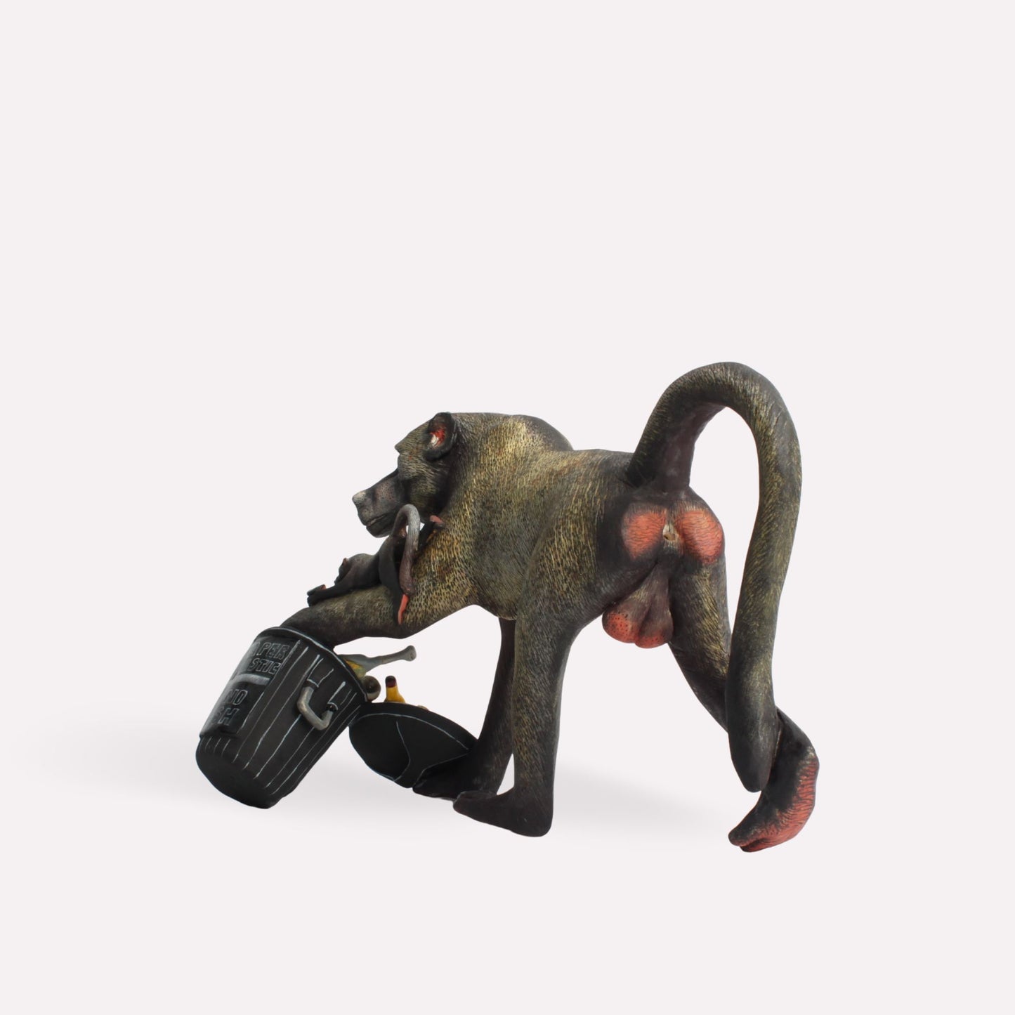 Baboon With Bin Sculpture