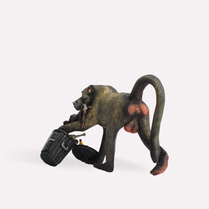 Baboon With Bin Sculpture