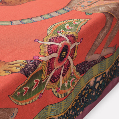 Monkey Tales Linaza Tablecloth in Coral