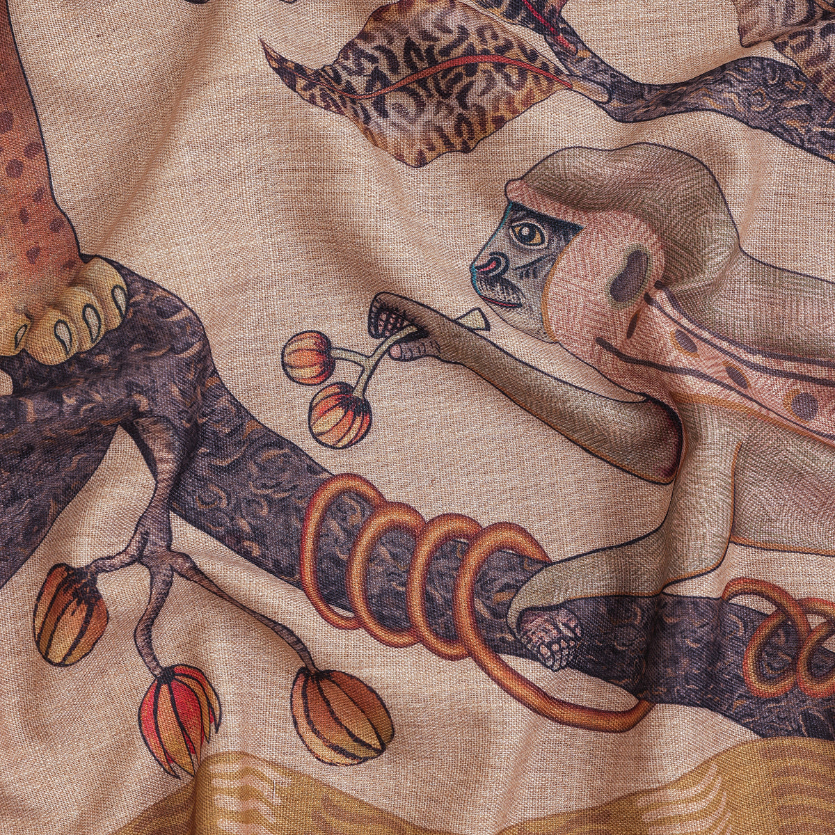 Monkey Tales Linaza Tablecloth in Stone