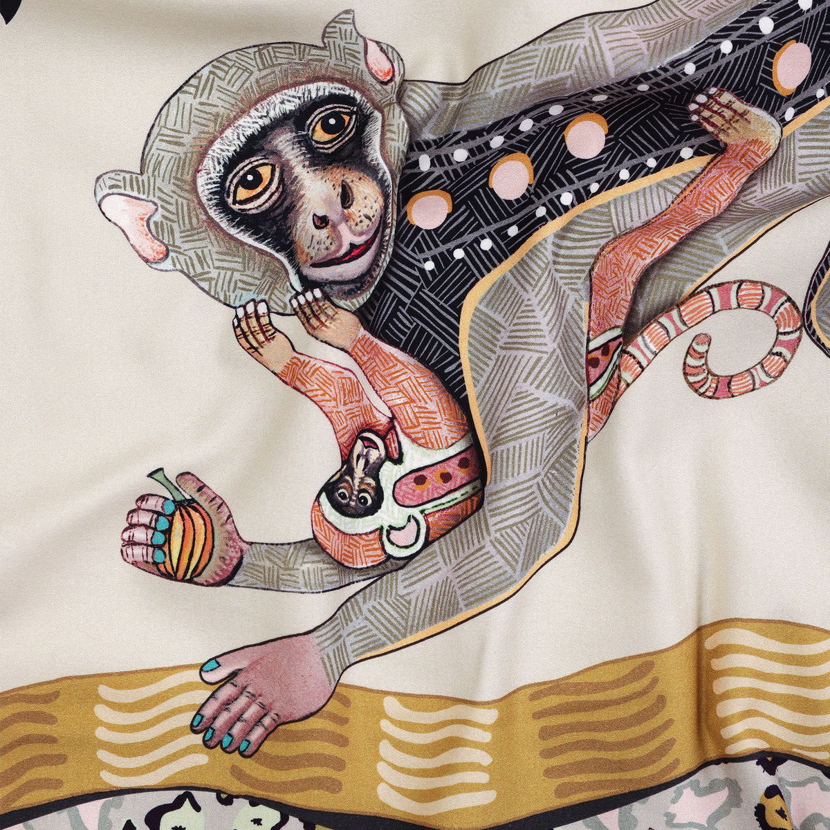 Monkey Tales Satinette Tablecloth in Stone