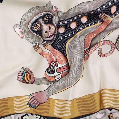 Monkey Tales Satinette Tablecloth in Stone
