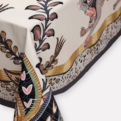 Monkey Tales Satinette Tablecloth in Stone