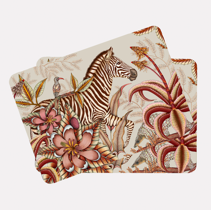 A neatly stacked set of the placemats, displaying their layered design and overall pattern continuity.