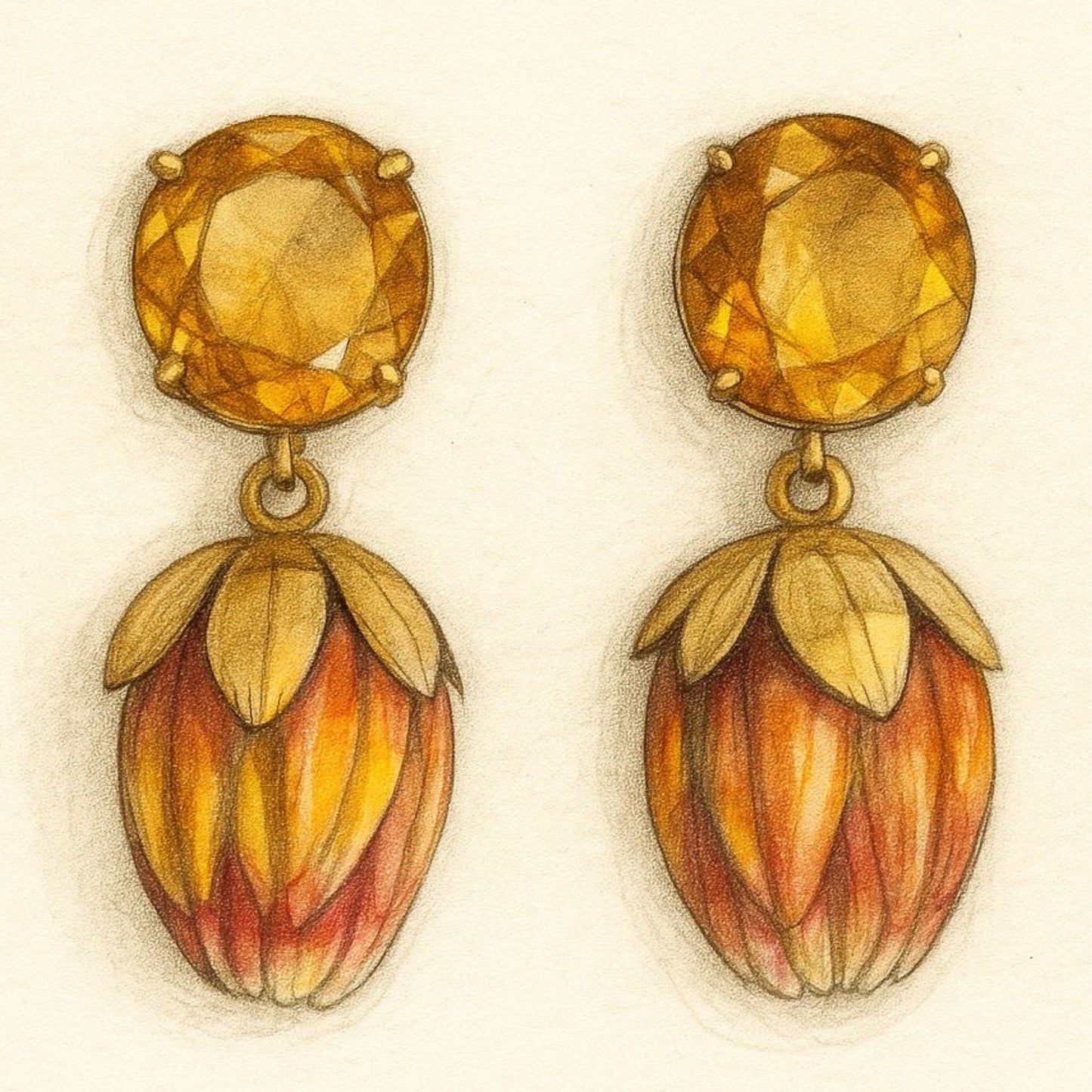 Protea Citrine Earrings