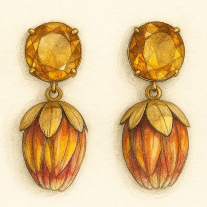 Protea Citrine Earrings