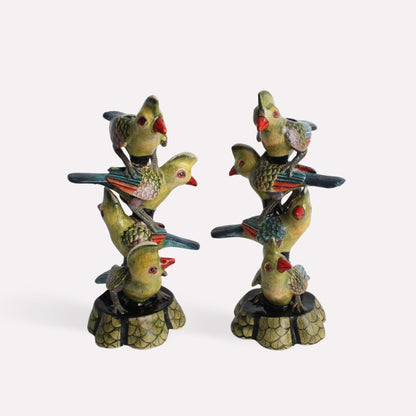 Stacked Turaco's Candle Holders