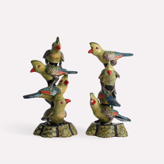 Stacked Turaco's Candle Holders
