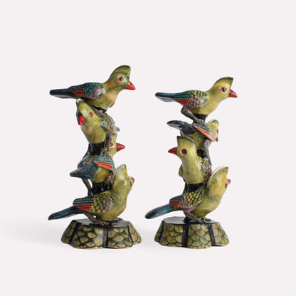 Stacked Turaco's Candle Holders