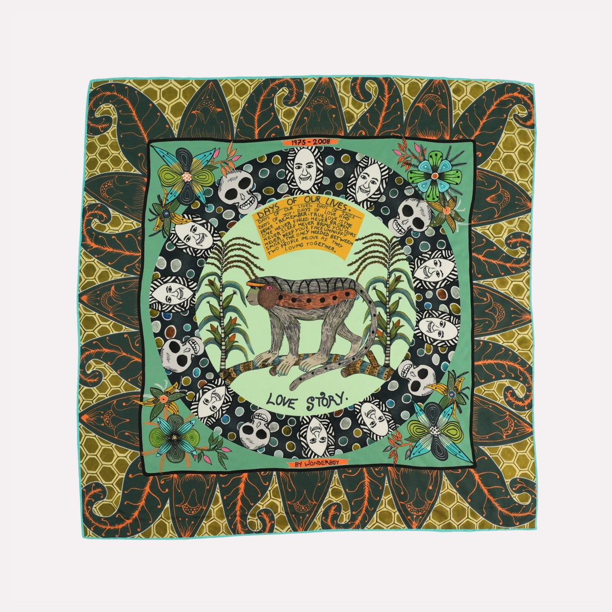 Wonderboy Love Story Silk Scarf Jade 65