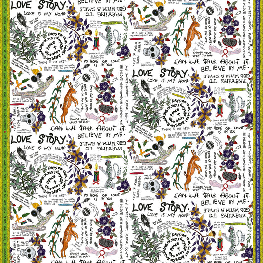 Wonderboy Wisdom Small Scale Taupe Small Bleached Linen Fabric