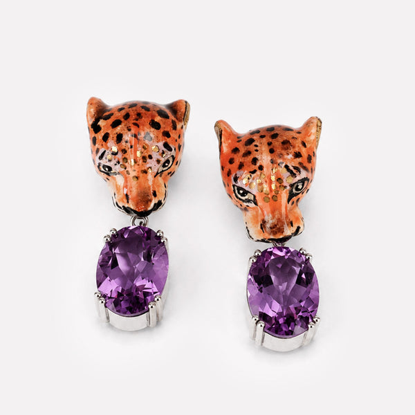 Leopard and Amethyst Earrings
