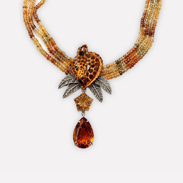 Giraffe Canopy Citrine Star & Brandy Necklace