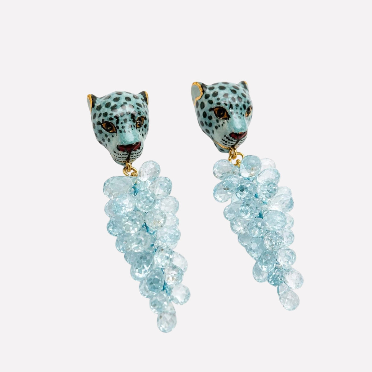 Leopard & Faceted Topaz Earrings