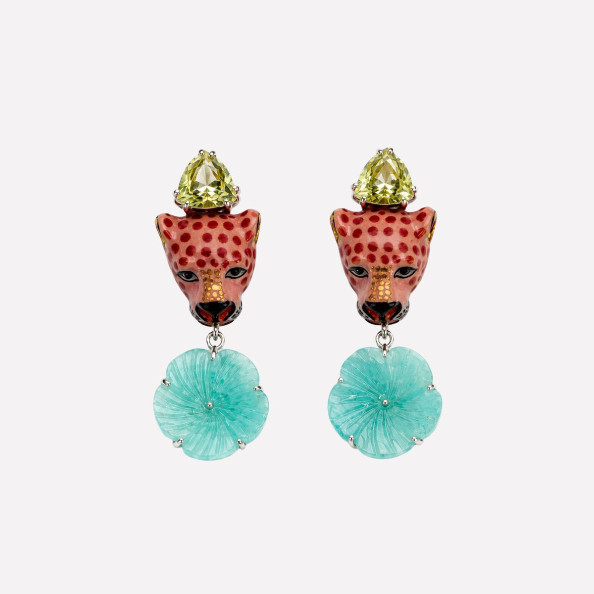 Leopard Lemon Quartz and Amazonite Earrings