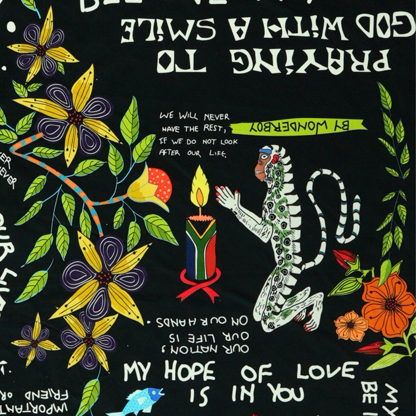 Wonderboy Wisdom Large Scale Night Velvet Fabric