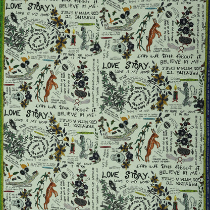 Wonderboy Wisdom Small Scale Taupe Small Bleached Linen Fabric