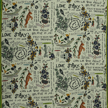 Wonderboy Wisdom Small Scale Taupe Raw Linen Fabric