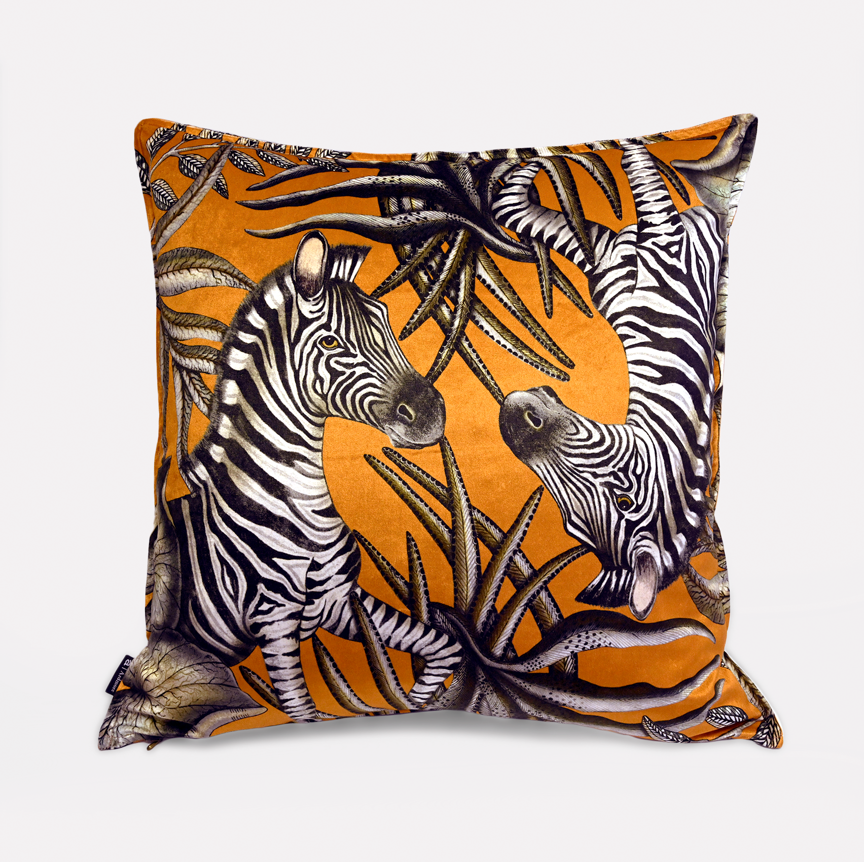 Back view of the Thanda Stripe Flame Velvet Cushion Cover, showcasing the cohesive design elements that complete the look.