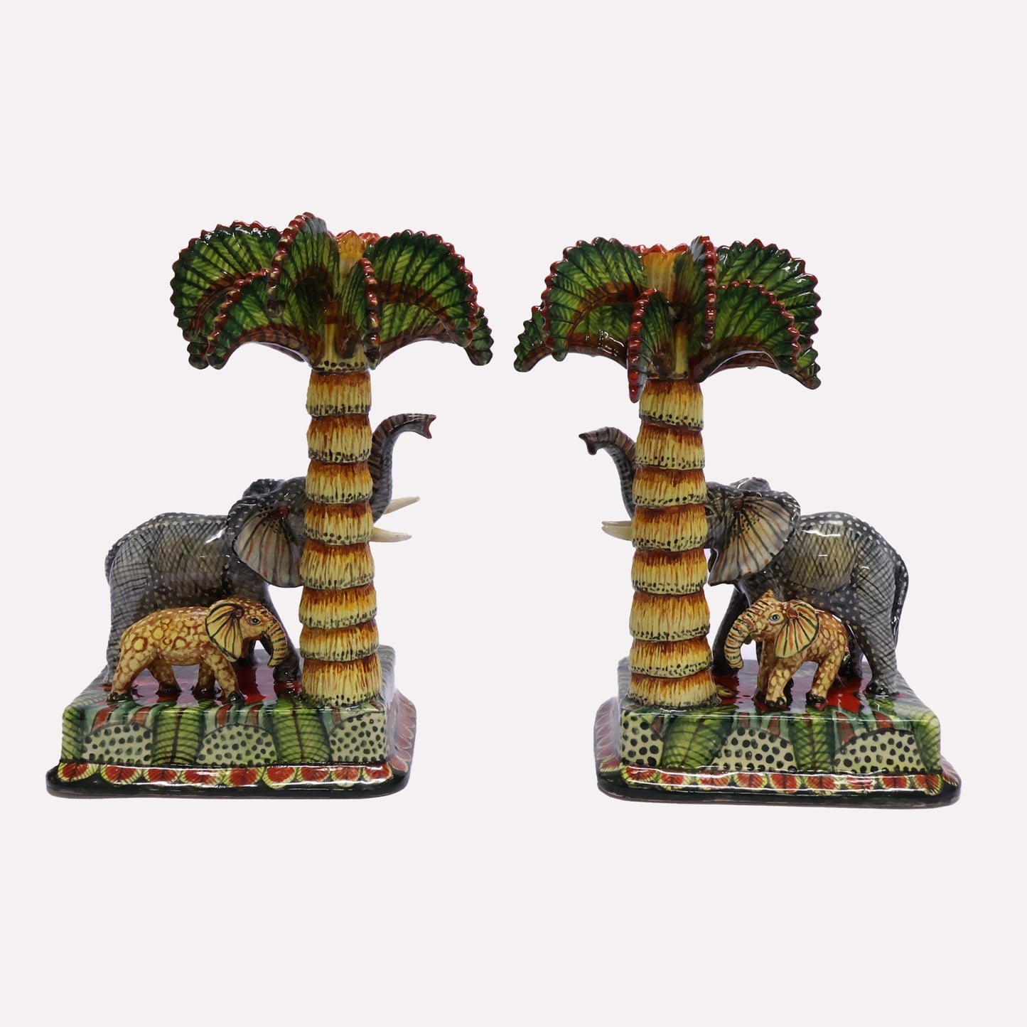 Elephant & Palm Tree Candle Holders