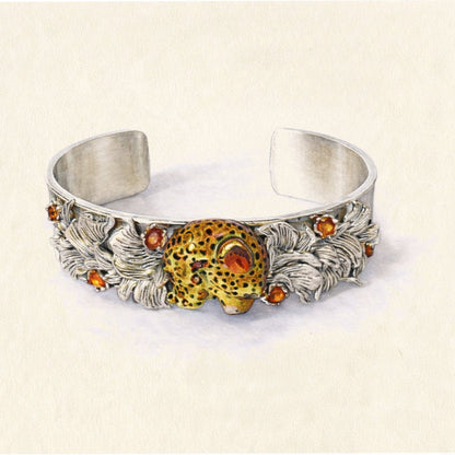 Leopard Leaf and Sapphire Bangle