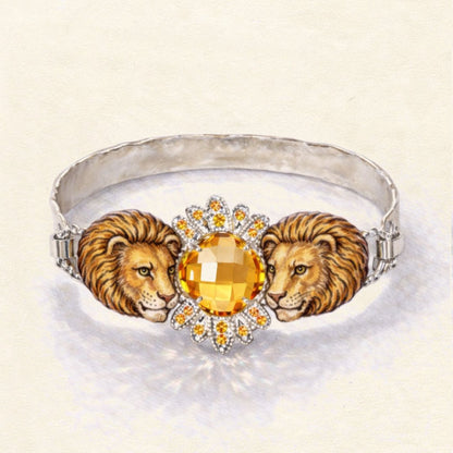 Lion Citrine Bangle