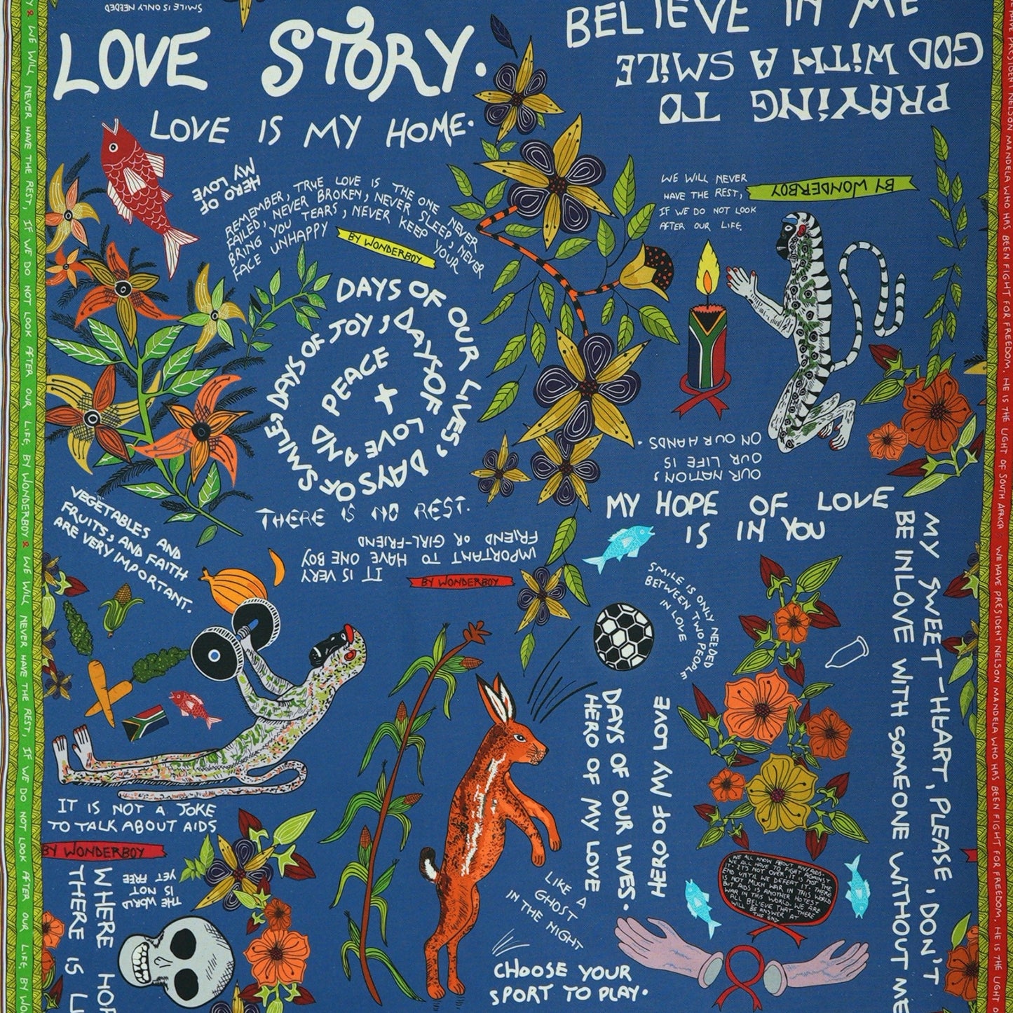 Wonderboy Wisdom Large Scale Midnight Thick Weave Linen Fabric