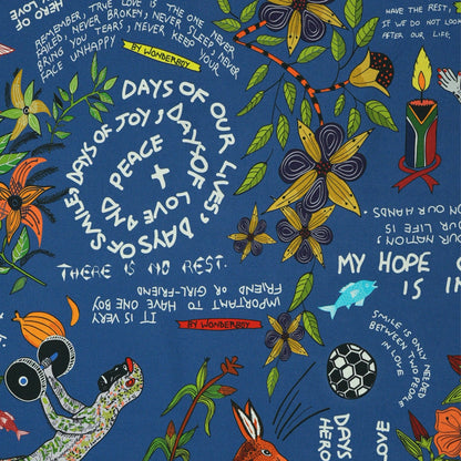 Wonderboy Wisdom Large Scale Midnight Thick Weave Linen Fabric