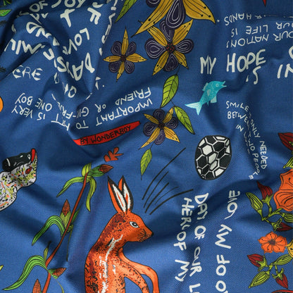 Wonderboy Wisdom Large Scale Midnight Thick Weave Linen Fabric