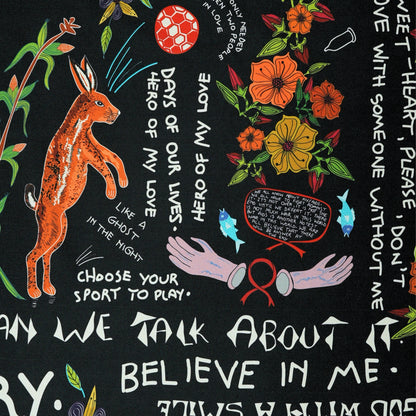 Wonderboy Wisdom Large Scale Night Thick Weave Linen Fabric