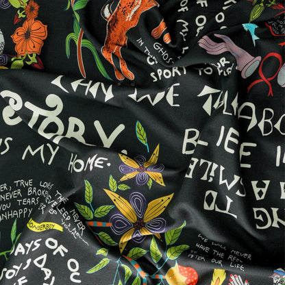 Wonderboy Wisdom Large Scale Night Thick Weave Linen Fabric