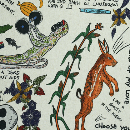 Wonderboy Wisdom Small Scale Taupe Raw Linen Fabric