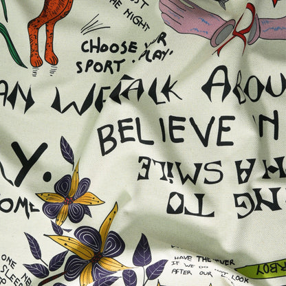 Wonderboy Wisdom Small Scale Taupe Raw Linen Fabric