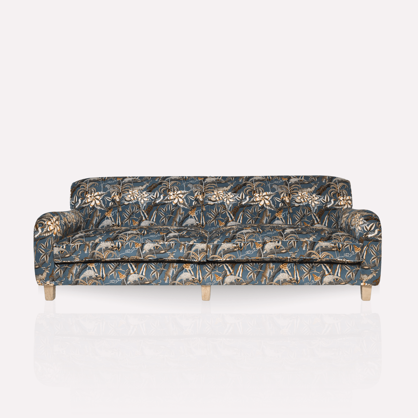 Provides a clear look at the sofa's symmetry and craftsmanship, emphasising the width (240cm) and height (85cm) in a structured frame.