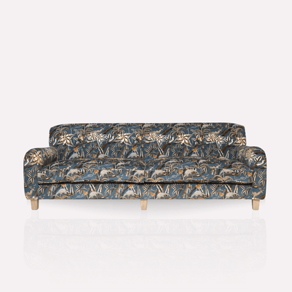 Provides a clear look at the sofa's symmetry and craftsmanship, emphasising the width (240cm) and height (85cm) in a structured frame.