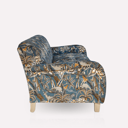 Highlights the depth (105cm) and sleek contours, offering insight into its ergonomic design and comfort level.