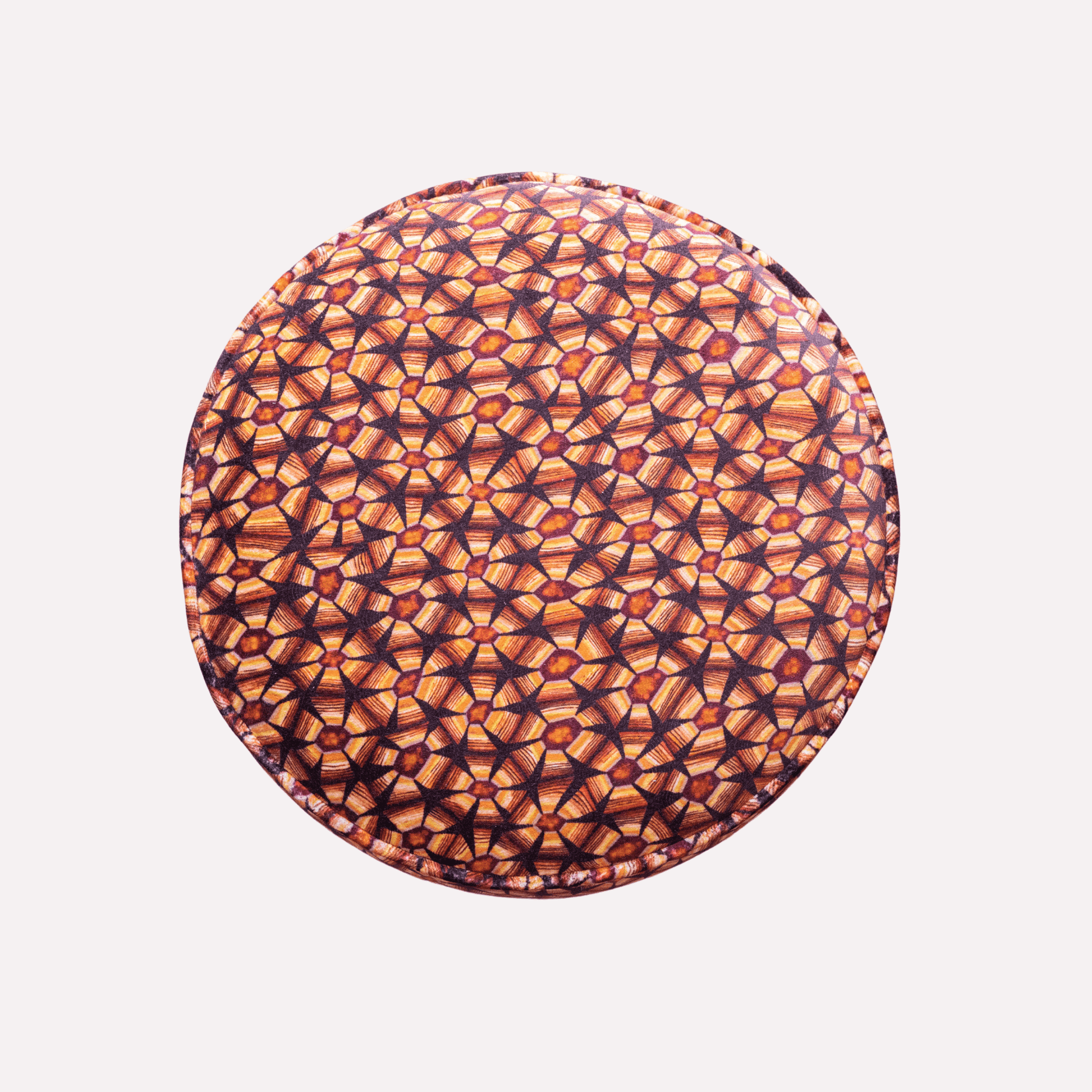 Showcasing the symmetry of the tortoise shell-inspired pattern and the luxurious texture of the velvet fabric.