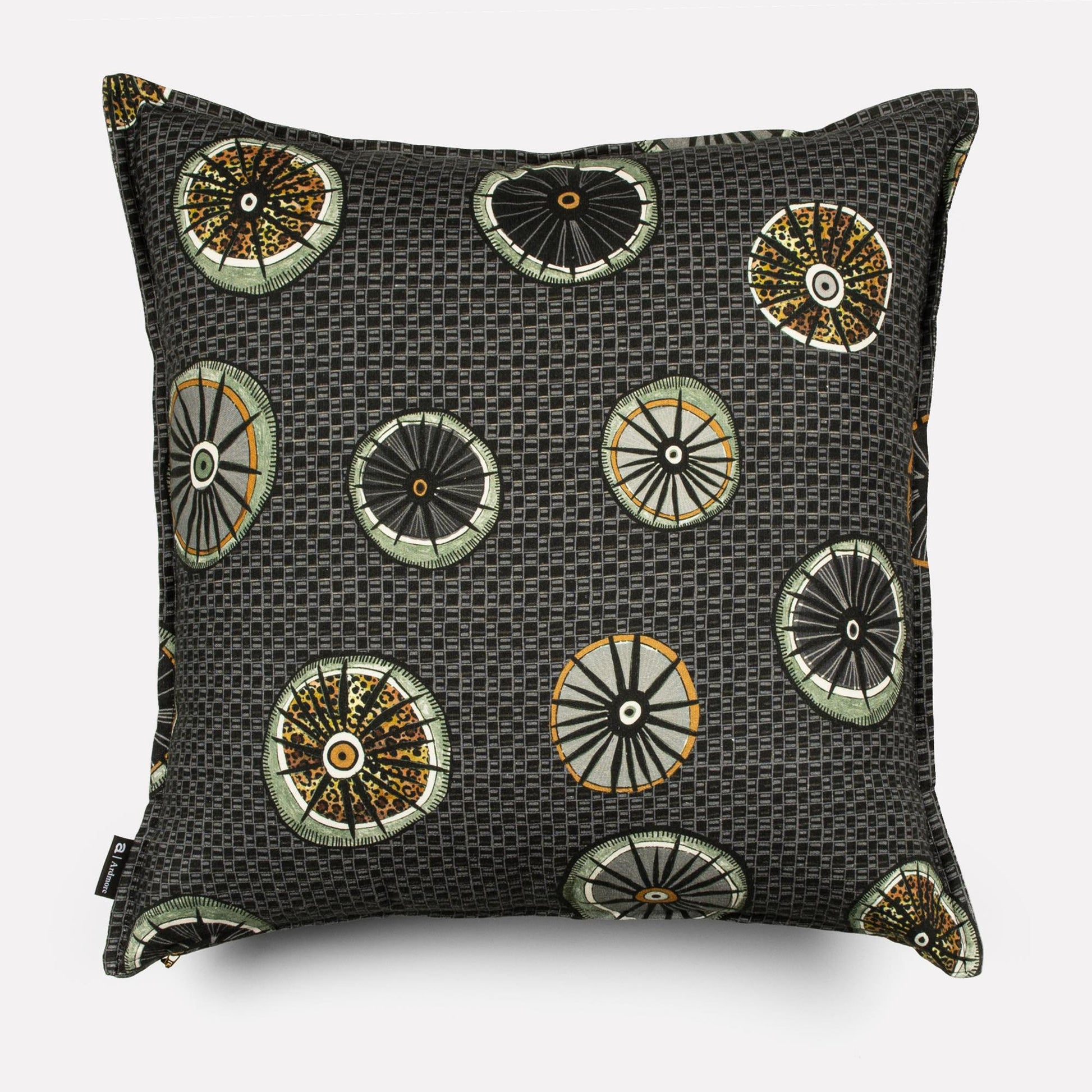 A side perspective of the cushion cover, showcasing the luxurious texture and continued design across the edges.