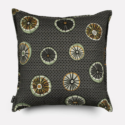 A side perspective of the cushion cover, showcasing the luxurious texture and continued design across the edges.