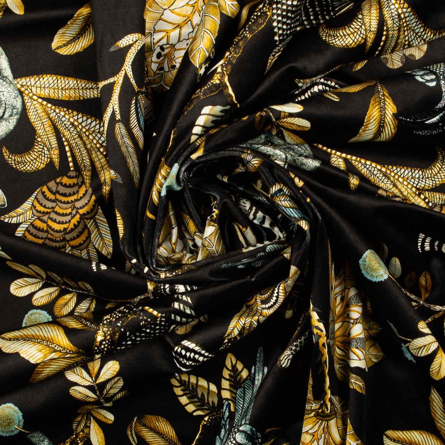 Camp Critters Brass Velvet Fabric