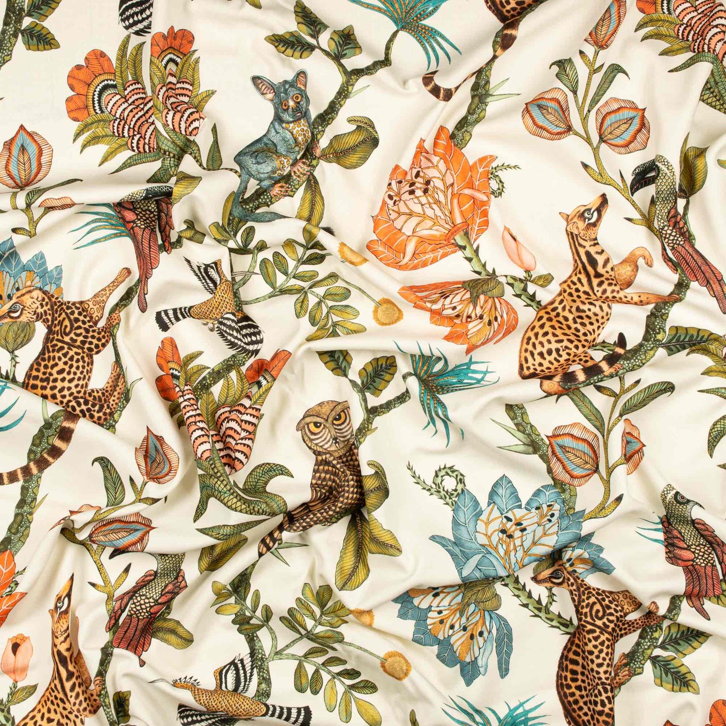 Camp Critters Coral Linen Fabric