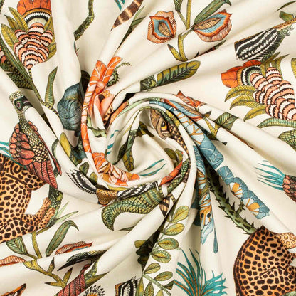 Camp Critters Coral Linen Fabric