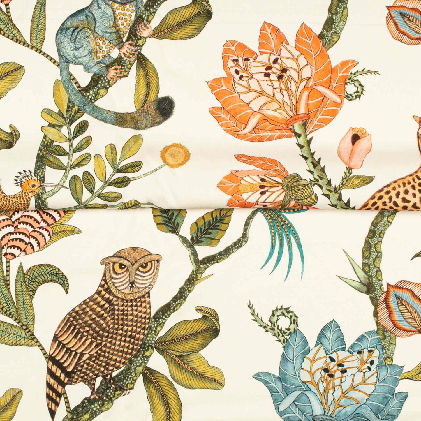 Camp Critters Coral Linen Fabric